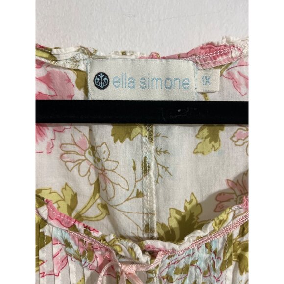 Ella Simone Cotton Floral Knit Nightgown Size 1X - Picture 8 of 10